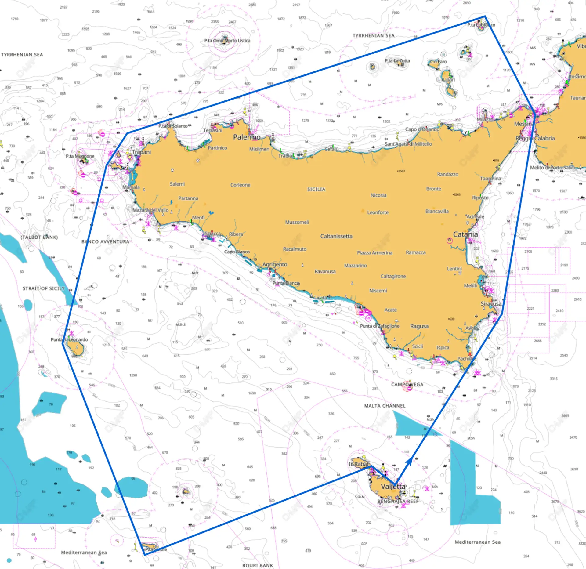 The Rolex Middle Sea Race course map