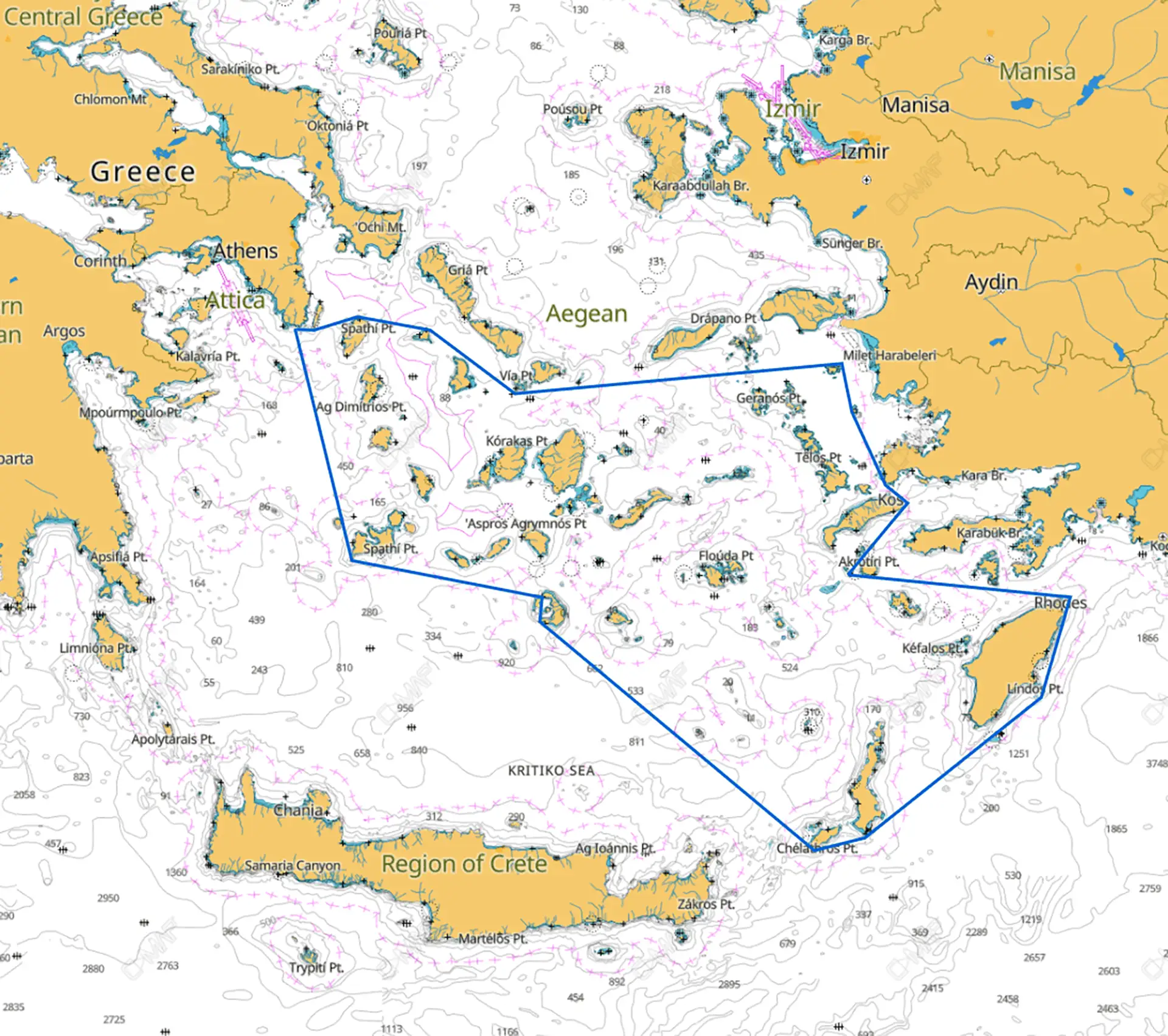 The Aegean 600 race course map