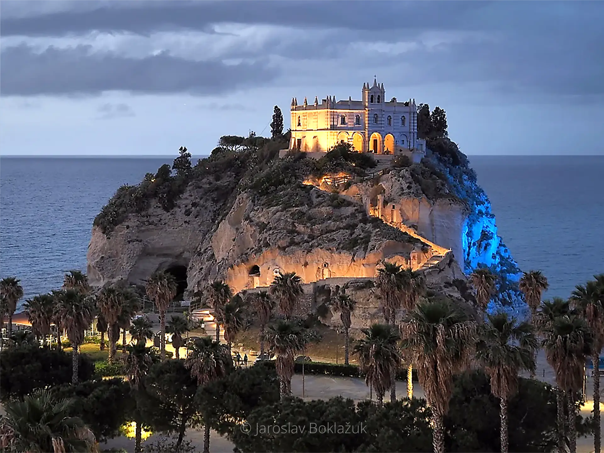 Sailing past Stromboli volcano at night
